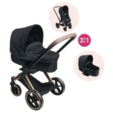 Accessoires poupons - COROLLE - Landau 3 en 1 Cybex Noir - pour poupons 36 et 42 cm - des 3 ans