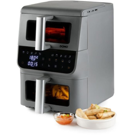 Friteuse sans huile - DOMO - Airfryer DO550FR - Double cuve 3.5 L + 6,5 L - 10 programmes - 2500 W