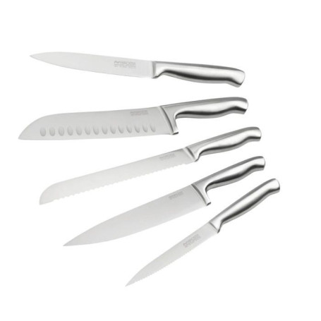 Ensemble de 5 couteaux de cuisine professionnels - NIROSTA - Inox - 24 a 33,5 cm
