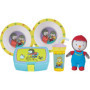 Lot vaisselle - FUN HOUSE - T'CHOUPI - 2 assiettes creuses Ø 16 cm, boîte a goûter, gourde paille et peluche 18 cm