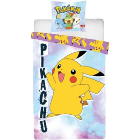 Parure de lit réversible - POKEMON - Pikachu - Microfibre - 1 housse de couette 140 x 200 cm + 1 taie 63 x 63 cm Parure de lit réversible - POKEMON - Pikachu - Microfibre - 1 housse de couette 140 x 200 cm + 1 taie 63 x 63 cm