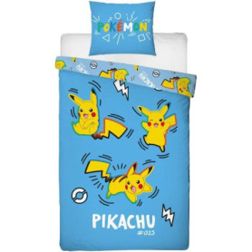 Parure de lit - POKEMON - Pikachu - Microfibre - 1 housse de couette 140 x 200 cm + 1 taie 63 x 63 cm Parure de lit - POKEMON - Pikachu - Microfibre - 1 housse de couette 140 x 200 cm + 1 taie 63 x 63 cm