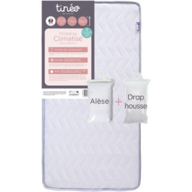 Matelas bébé climatisé - 70 x 140 cm - Epaisseur 11 cm - Avec Drap housse et Alese - TINEO Matelas bébé climatisé - 70 x 140 cm - Epaisseur 11 cm - Avec Drap housse et Alese - TINEO