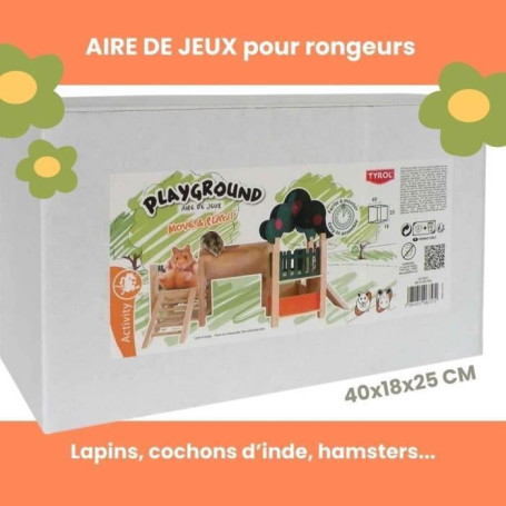 Accessoire rongeur - TYROL - Aire de jeux - 40 x 18 x 25 cm - Tunnel 3 cm, cachette, grimpe, souris