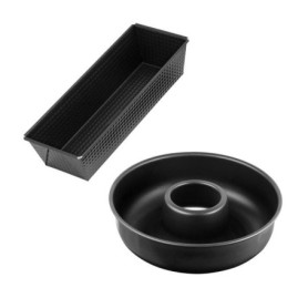 Set de moule a cakes et moule a savarins - ZENKER - Black Metallic - 30,5 x 11,5 cm et 28 cm Set de moule a cakes et moule a savarins - ZENKER - Black Metallic - 30,5 x 11,5 cm et 28 cm