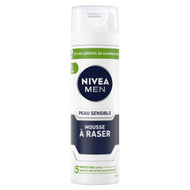 NIVEA MEN Peau Sensible Mousse à Raser (200 ml), crème de rasage enrichie en camomille et en hamamélis, soin rasage 0% alcool po NIVEA MEN Peau Sensible Mousse à Raser (200 ml), crème de rasage enrichie en camomille et en hamamélis, soin rasage 0% alcool po