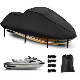 Housse de Jet Ski 420D imperméable,Housse de Jet Ski 3 siège,avec 2 d'aération bouches,résistant aux UV,Compatible avec Kawasaki