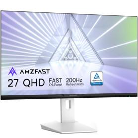 Amzfast 27 Pouces Ecran PC Gamer- 200Hz, QHD 2560x1440, Fast IPS Écran, 1ms MPRT, 95% DCI-P3, 130% sRGB, Anti-Lumière Bleue, HDR