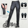 HOMDECR Jean de moto pour femme - Coupe ajustée - Avec protections des genoux et des hanches - Stretch - Coupe ajustée - Pantalo