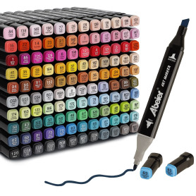 ABEIER Feutre a Alcool,120 Couleurs Feutre Alcool Double Pointe Permanents Marqueur Kit,Marqueurs de Dessin Pour Adultes Peintur
