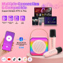 Gontence Micro Karaoke Enfant avec 2 Micro sans Fil, Cadeau Anniversaire Fille et Garçon 3-12 Ans, Micro Karaokeavec LED, Effets