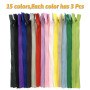DOITEM 45pcs 55cm Invisible Multicolore Nylon Bobine Fermetures À Glissière pour Coudre et Artisanat 15 Couleurs