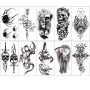 20 Feuilles Tatouage Ephemere Homme, Imperméable Faux Tatouage Autocollant, Réalistes Demi Bras Lion Loup Serpent Rose Joker Crâ