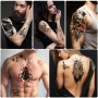 20 Feuilles Tatouage Ephemere Homme, Imperméable Faux Tatouage Autocollant, Réalistes Demi Bras Lion Loup Serpent Rose Joker Crâ
