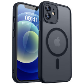 CANSHN Coque Magnétique pour iPhone 12(6,1 Pouces), Compatible avec MagSafe, [Protection Complète de l'appareil Photo] Housse Fo
