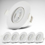 B.K.Licht - Lot de 6 spots LED encastrables 230V, orientables pour salle bain IP65, plafond, lampe bain, 9 x 4,2 cm (DxH), blanc