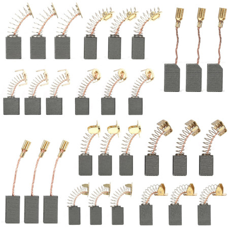 30 Pièces Balais de Charbon pour Outils Électriques, 10 Tailles Différentes Balais de Charbon Moteur Electrique,Compatible avec 