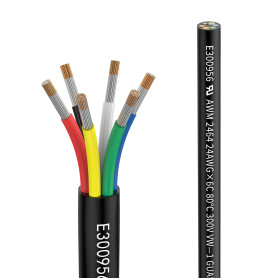 Matugajp Fil 24 AWG 6×0,2 mm² 2Metros Câble d'Extension à 6 Conducteurs UL2464 Tension 5V/12V/24V/300V Fil de Cuivre Étamé Multi