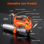 TaskStar Pompe à Graisse électrique: Pompe a Graisse Améliorée avec Contrôle Automatique du Volume de Graisse, 2 Batteries, 3 Co
