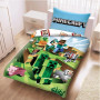 Halantex Minecraft Cactus Run Parure de lit en Coton Housse de Couette 140 x 200 cm et taie d'oreiller 70 x 90 cm