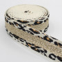 LEDUC 5 mètres Sangle Motif leopard avec bande centrale brillante Paillette Polyester & Coton Différentes couleurs 36mm 1-White