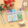 Ohuhu Feutre Coloriage, 36 Couleurs Pastel Feutres Double Pointe Fine et Pinceau pour Mandala Calligraphie Dessin Esquisse Livre