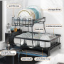 TidyIsles Égouttoir à Vaisselle - 2 Niveaux pour économiser de l'espace avec Porte-ustensiles, égouttoir de Cuisine