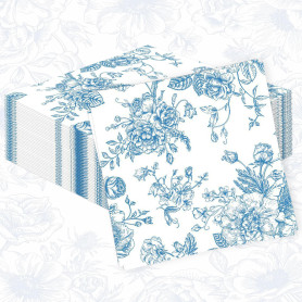 serviettes à cocktail fleuries bleu poussiéreux serviettes en papier à fleurs jetables pour le mariage la fête de mariage la fêt