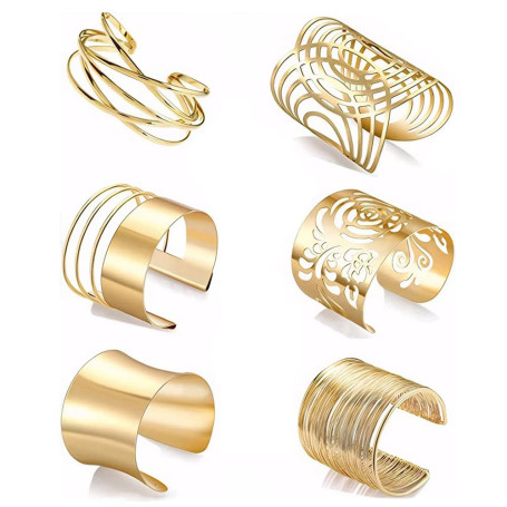 FDEETY Bracelet Femme 6 Pcs Alliage bras accessoires bijoux minimaliste Manchette Bras Ensemble Bracelets parfaits pour Fêtes Fe