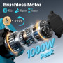 Mini Tronconneuse a Batterie 8000mAh, 6 Pouces 1000W Tronconneuse Electrique Sans Fil Brushless avec Graisseur Automatique, Elag