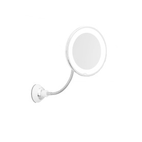 VENTEO | Miroir coiffeuse grossissant avec lumière LED rotatif à 360° | Miroir mural avec bras flexible et ventouse puissante | 