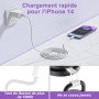 Chargeur iPhone,Chargeur Rapide avec 2M Câble USB C,Type C Adaptateur Secteur pour Original Apple iPhone 14/13/12/11/Plus/Pro/Pr