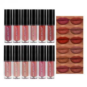 Anglicolor 12 Couleurs Rouge à Lèvres,Liquide Mat Nude Étanche Longue durée Antiadhésif La tasse ne se décolore pas Brillant à l