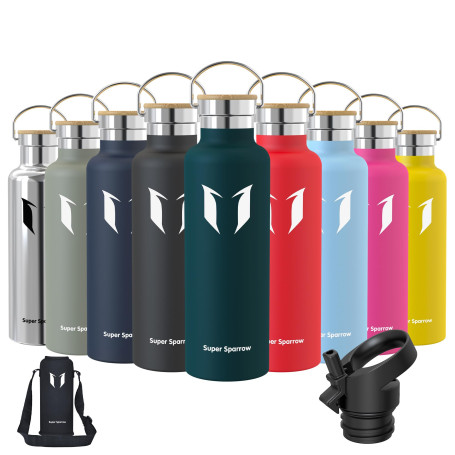 Super Sparrow Gourde Isotherme - Bouteille Isotherme - 350ml/500ml/ 620ml/750ml/1L - Étanche Sport Gourde INOX Bouche Standard -