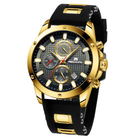 MEGALITH Montre Sport Etanche Montre Chronographe Analogique Design Montre Bracelet de Mode Grand Cadran Quartz Caoutchouc Lumin