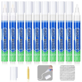 Flintronic Stylo Joint Carrelage Blanc, 10PCS Stylo de Carrelage à Coulis, Imperméable Marqueur Joints, Rénovateur de Coulis Bla