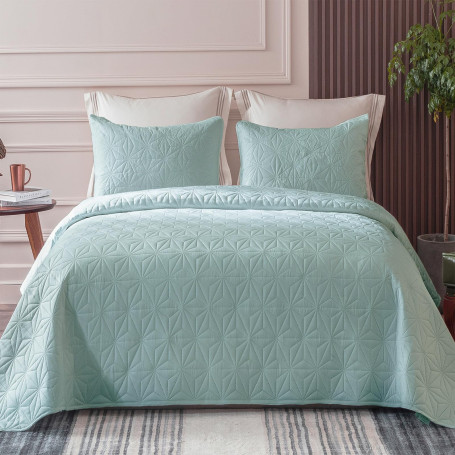 Whale Flotilla Couvre-Lit 260x280 cm avec 2 Taies d'oreiller, Dessus de Lit Gaufré Doux Léger avec Motif Géométrique pour 4-Sais
