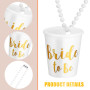 Équipe Mariée Verres à Shot 12 Pièces Collier Bachelorette Plastique Perlé Collier Verre Mariée avec Feuille d'Or pour Fête de B
