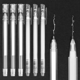 YIIFELL 6 Stylos Gel Blanc, Set of 0.6 mm & 0, 8 mm Stylos gel blanc à pointe fine for Papier noir Croquis dessin livres de col