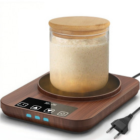 Aukimo Récipient chauffant pour levain, plaque chauffante précise avec thermostat de 21 à 38°C, minuterie 12H, fonction automati