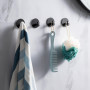 Feligio Crochet Adhesif Mural Noir 4 Pièces, Patere Salle de Bain en Acier Inoxydable, Porte Manteau Adhésif pour Cuisine Salle 