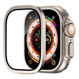 Protection Écran pour Apple Watch Ultra 49mm, Cadre en Alliage De Titane Avec Verre Trempé 9h, Film de Protection LéGer, Anti-Ra
