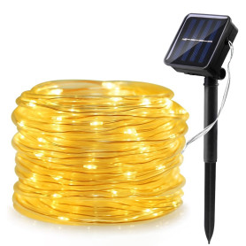 Solaire Corde Lumineuse, 12m 100LEDs Lumineuses Solaires D'extérieur, Solarlicht Dekoration Rope Guirlandes Lumineuses Étanche a