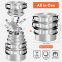 Odoland Lot de 13 casseroles et poêles de camping en acier inoxydable avec tasses et réchaud en acier inoxydable pour camping, r