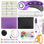 SAMISO Kit de Cutter Rotatif,Coupeur Rotatif,Tapis de Découpe A4 Ensemble Cutter Rotatif,lames de rechange,règle pour patchwork,