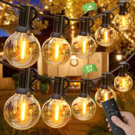 GLUROO Guirlande Lumineuse Exterieure Dimmable 45M, Guirlande Guinguette Exterieur avec Télécommande, 75+2 G40 Ampoules Incassab