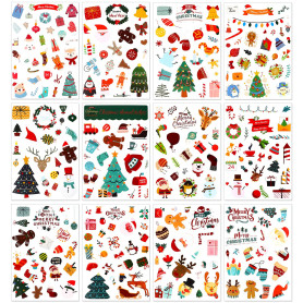 DPKOW 300pcs Noël Autocollants pour Enfants Artisanat, Autocollants de Bricolage de Noël pour DIY Cartes Scrapbooking de Noël, A