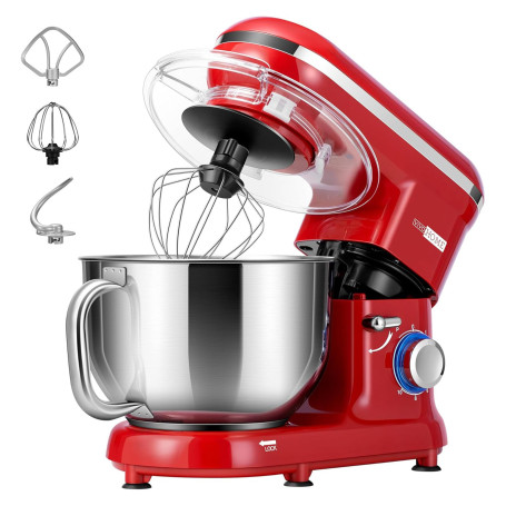 VIVOHOME Robot Pâtissier 660W 10 Vitesses Robot Pétrin Professionnel avec 5,7L Bol mélangeur en acier inoxydable Avec fouet, Cro