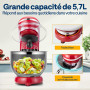 VIVOHOME Robot Pâtissier 660W 10 Vitesses Robot Pétrin Professionnel avec 5,7L Bol mélangeur en acier inoxydable Avec fouet, Cro