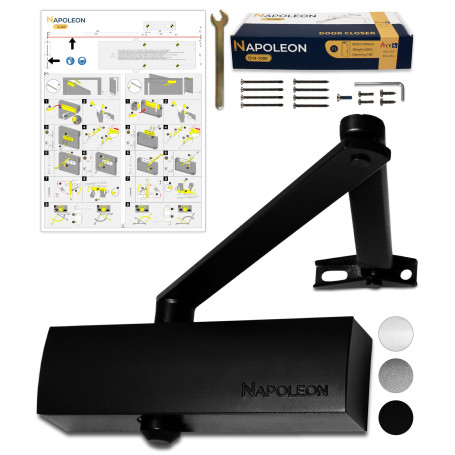 NAPOLEON N-1000 Ferme-Porte Automatique Robuste - Normes EN 1154/EN1634 - Commercial & Résidentiel - Porte de 20Kg à 60Kg Taille